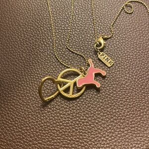 Pink Dog Charm Gold Necklace